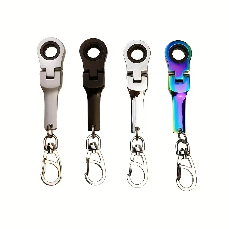 10mm Ratchet Wrench Mini Shaped JDM Metal Racing Keychain Key Chain Ring Keyring Adjustable Wrench Tools Tool