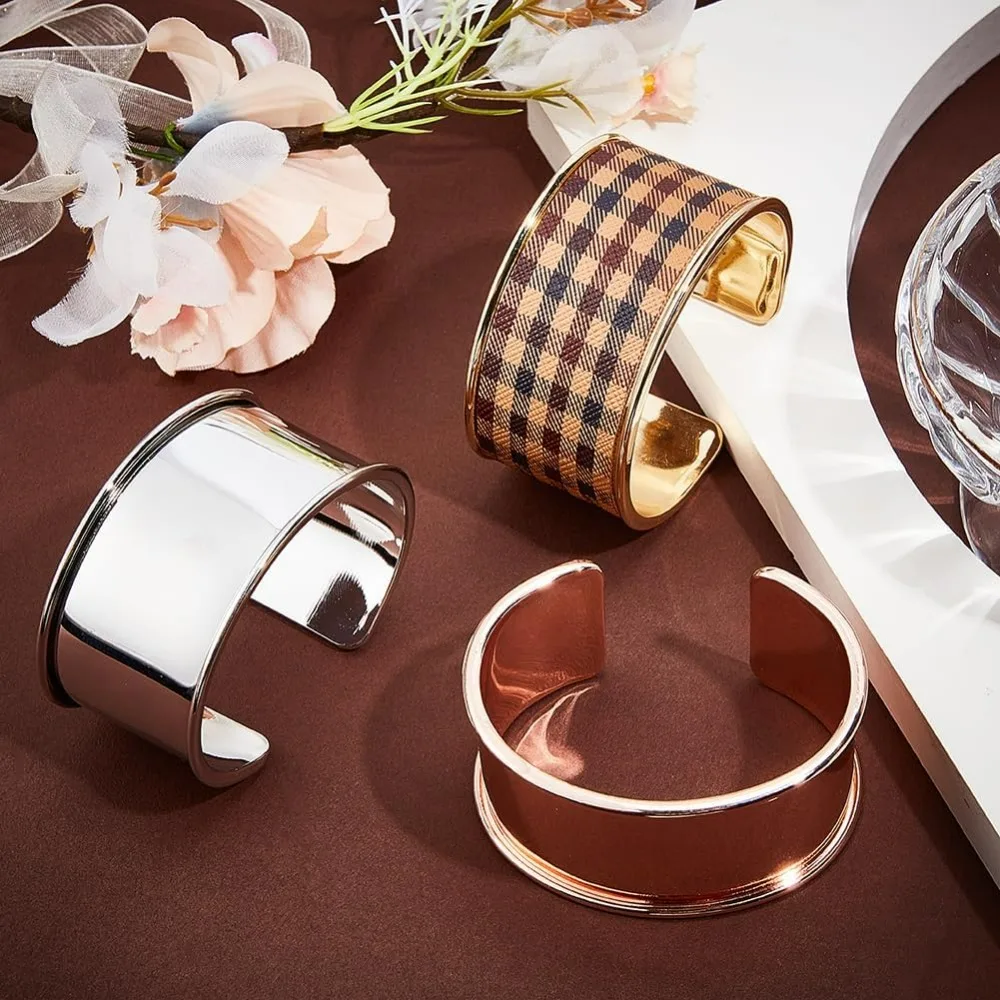 3pcs 3 Colors Alloy Grooved Bangles Cuff Bangle Bracelet Open Wide Wire Bracelets Adjustable Gold Wrist Cuff Wrap Bracelet