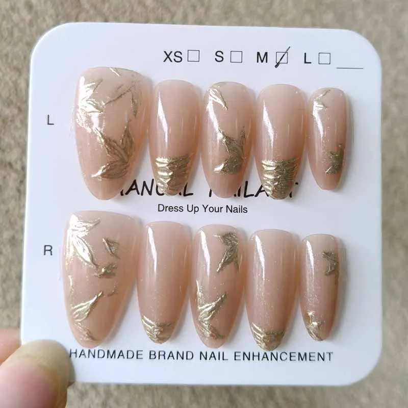 10Pcs Women Almond Change Color Tulip Flower Handmade Press on Nails Cute Nail Stickers Detachable Manicure Nail Patch Nail Tips