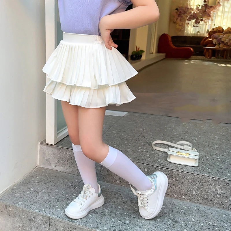 Girls\' Cake Skirt Summer White Half Skirt Princess Style Children\'s Fluffy Short Skirt Fashionable Street Style Baby