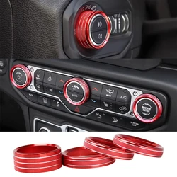 Car Headlight Air Conditioner Knob Cover Switch Button Decoration Ring for Jeep Wrangler JL 2018-2024 Auto Interior Accessories