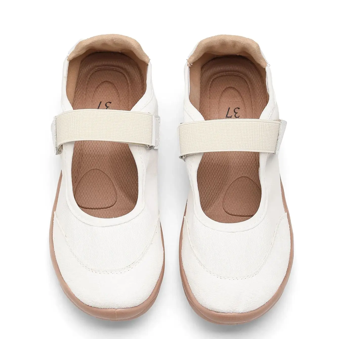 

Velcro Mary Jane Shoes for Women, Wide-Fit Soft-Soled Mom Shoes, Breathable Canvas Casual Shoes, Slip-On Lazy Shoes