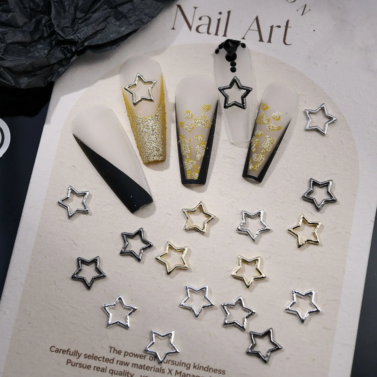 

10Pcs Luxury Alloy Hollow Star Nail Charms Designer 3D Gold Silver Metal Star Nail Art Jewelry Supplies Manicure Decoration Part