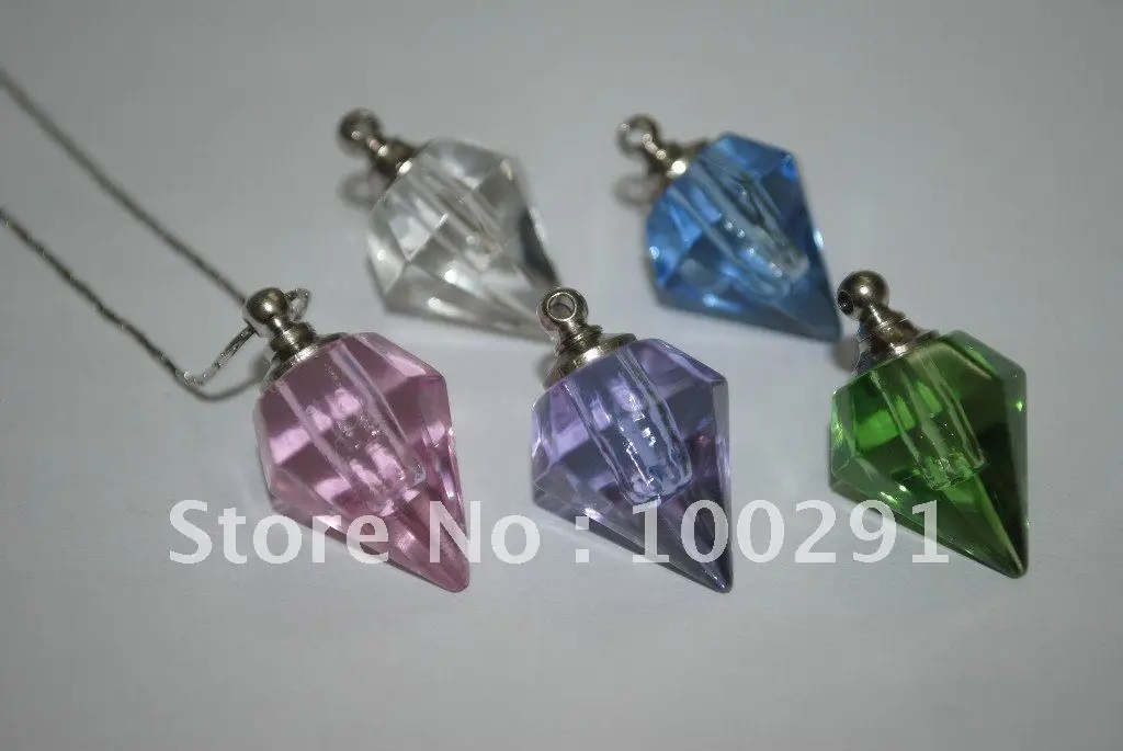 300pcs  Mixed color MINI Cone with faceted Perfume Vials Bottle Rice charm Screw cap Clearance