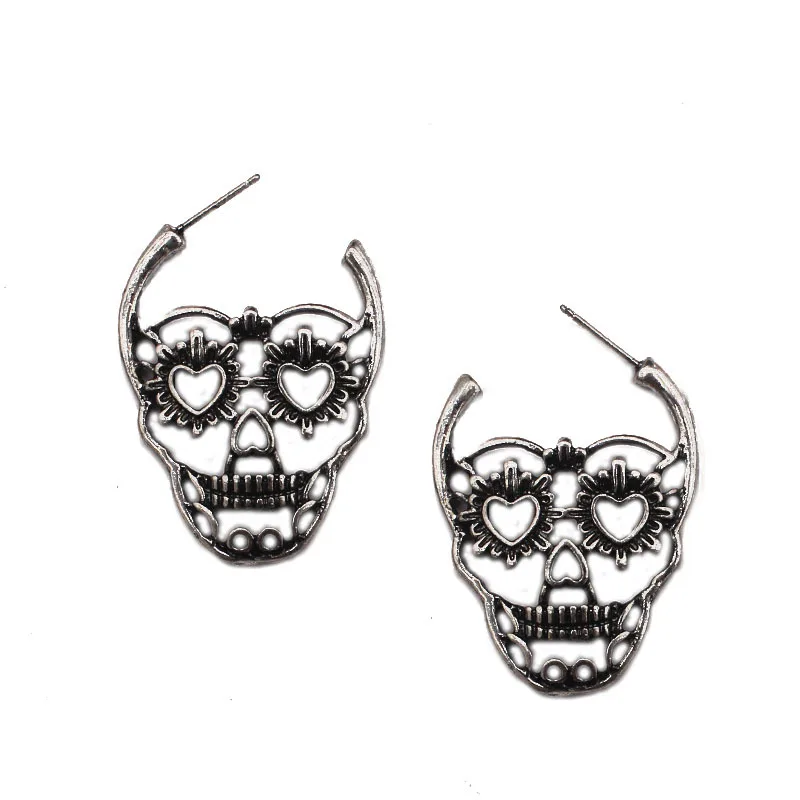 Skeleton Jewelry Gothpunk Dark Black Antique Pattern Skull Earrings for Women Fashion Earrings Charms Jewelry Making Halloween