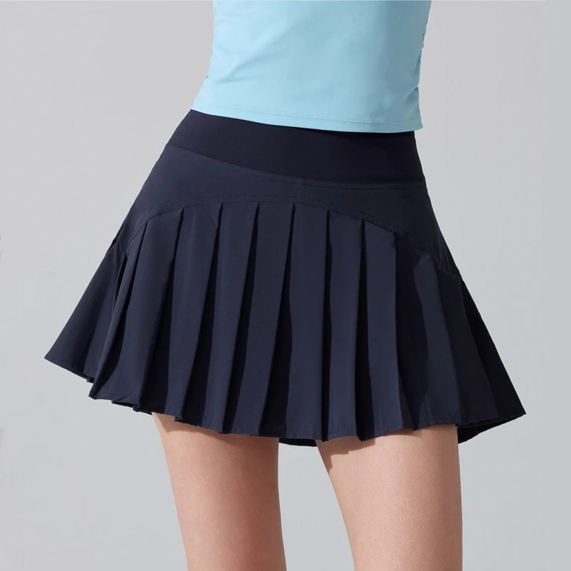 Women Tennis Skirt Solid Color High Waist Gym Shorts Breathable Quick Dry Running Skort Female Golf Skirt Workout Clothes
