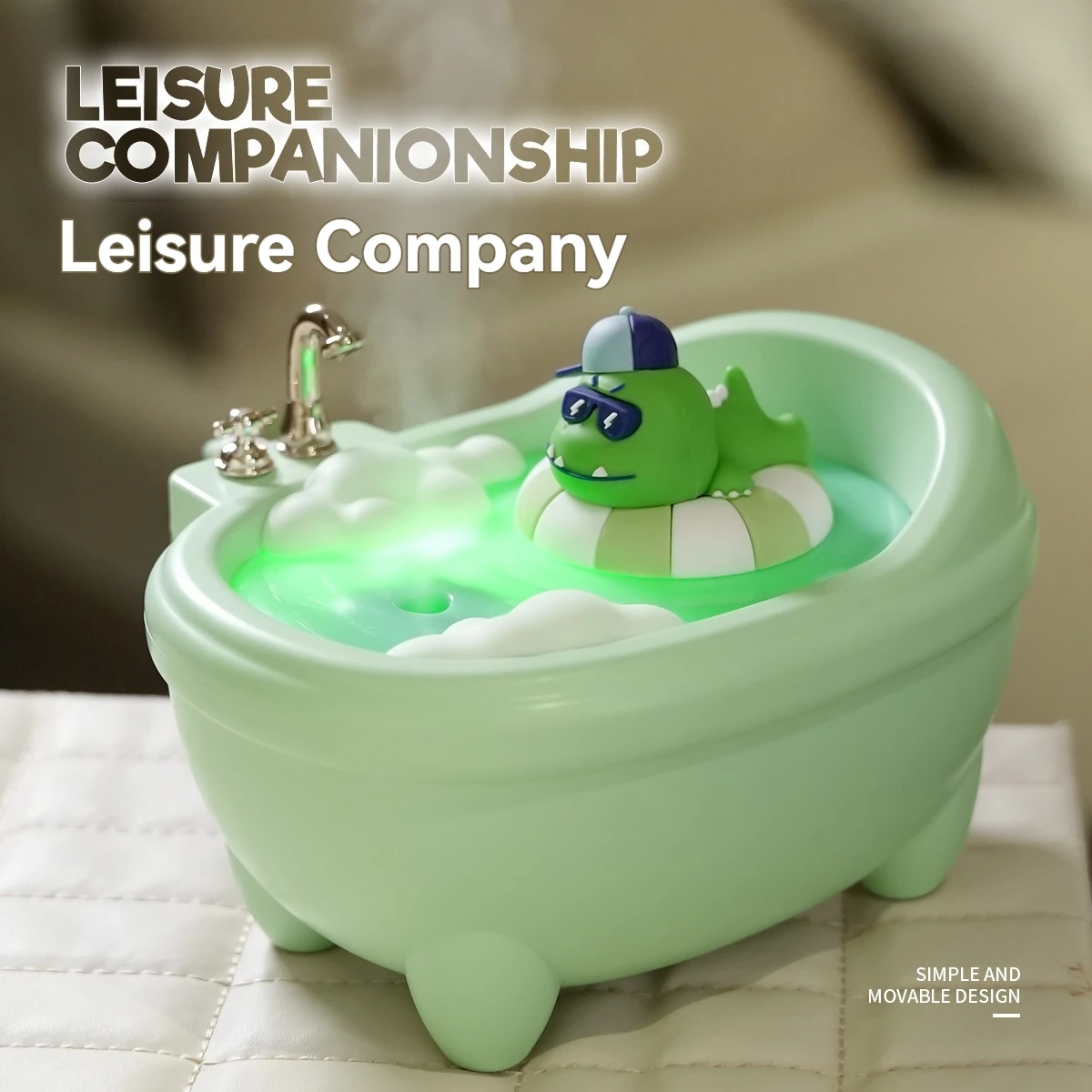 Cute bathtub humidifier seven-color ambient light atomized portable humidifier car hydrator desktop spray humidifier