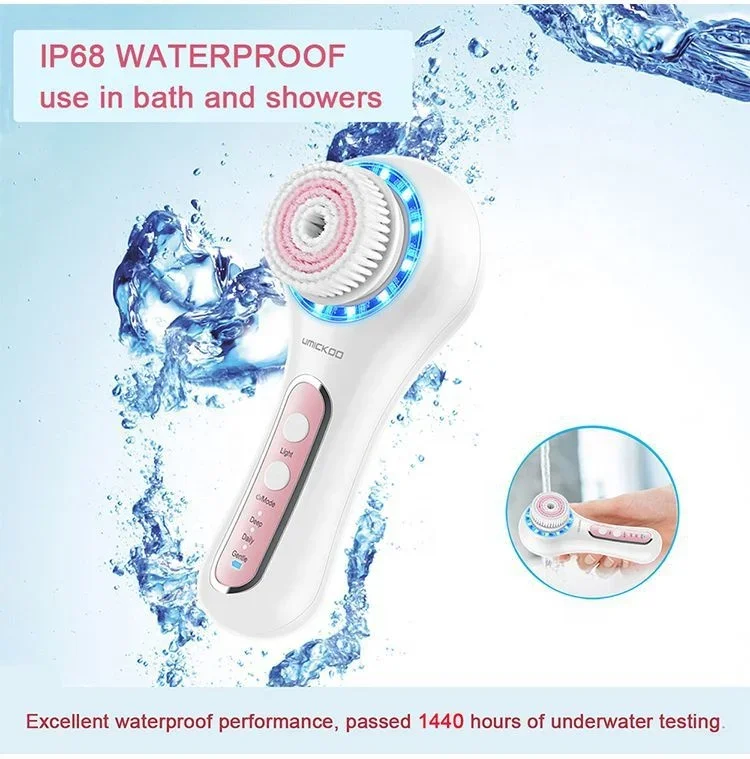 High Quality 5 in1  Face Brush Electric Silicone Waterproof Exfoliating Massager Face Clean Facial Cleansing Brush