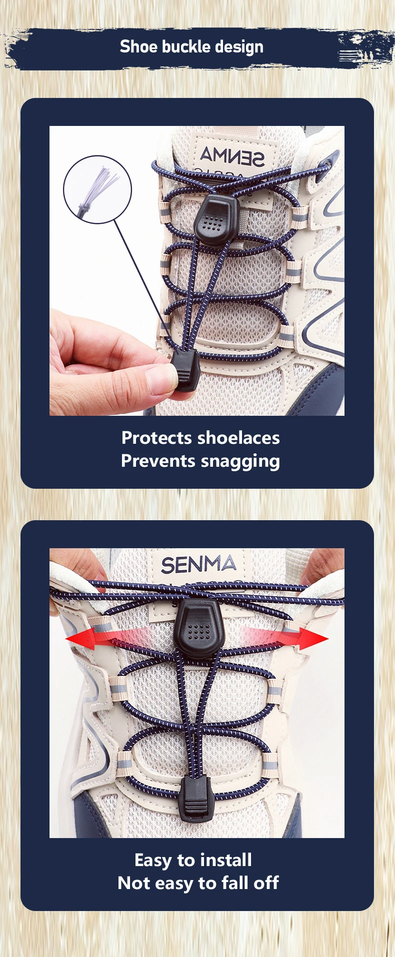 Elastische, runde Schnürsenkel ohne Binden mit Druckverschluss, ideal für Schuhe, die man nicht binden muss, geeignet für Kinder, Erwachsene, Sneaker, Wanderschuhe und Laufschuhe. – Detail 5