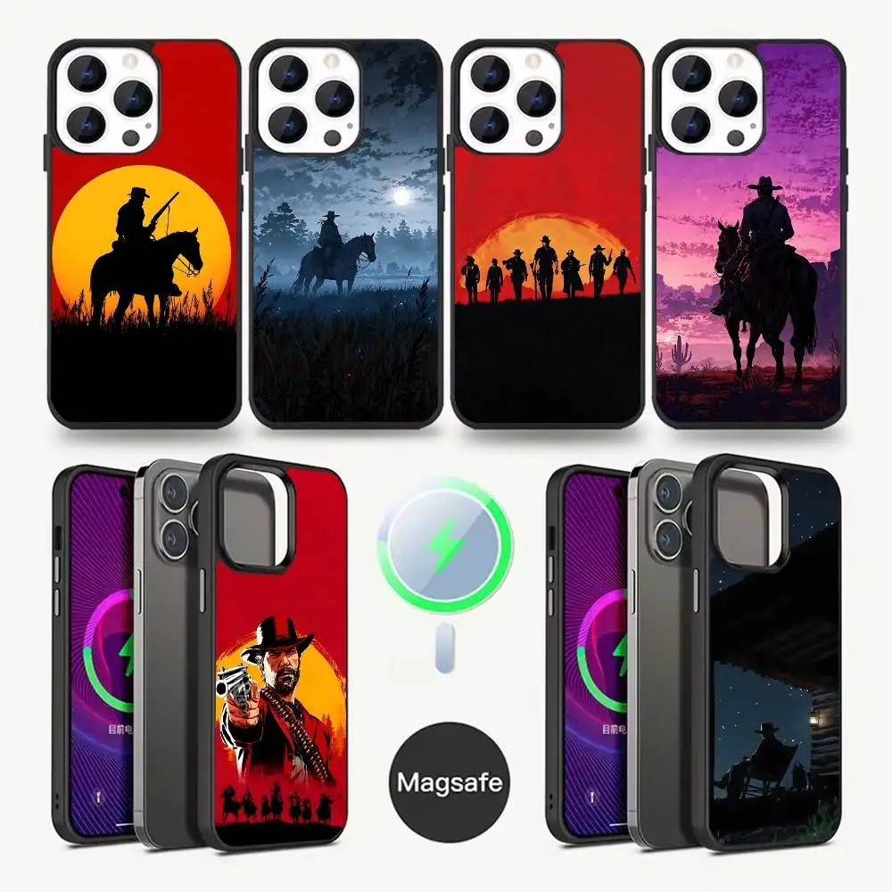 

R-Red Dead Redemption RDR 2 Phone Case For iPhone 16,15,14,13,12,11,Pro,Max,Plus,Mini,Magsafe,Magnetic Wireless Charging Case