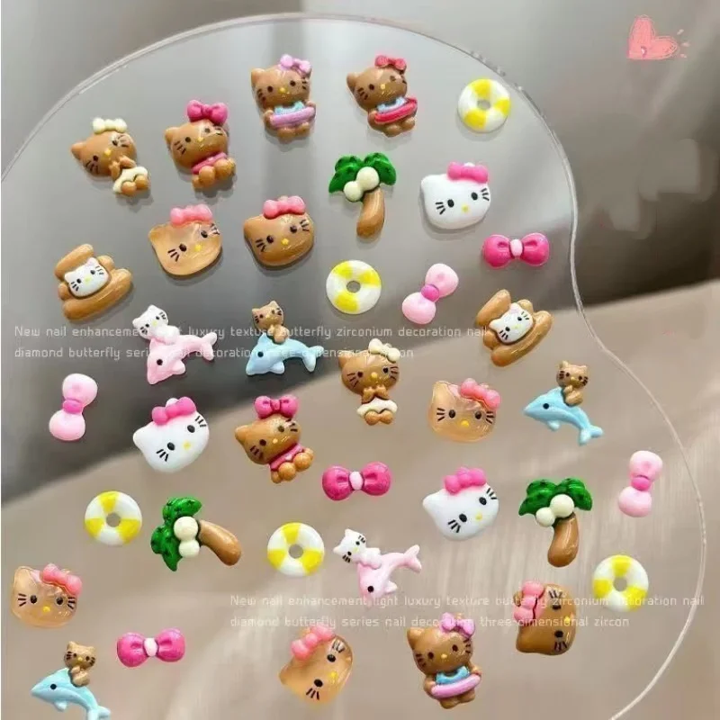 Kawaii Nagelkunst-Schmuck Dekoration Niedliche Cartoon Hello Kitty Nagelanhänger 3D DIY Aufkleber Handyhülle Haarspange Maniküre-Zubehör – Detail 6
