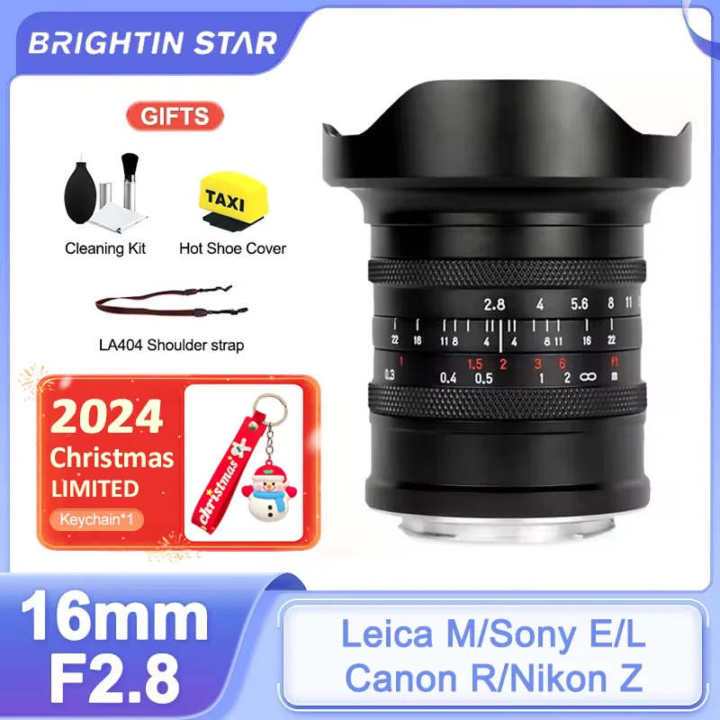 Brightin Star 16mm F2.8 Full Frame Large Aperture Ultra Wide Angle Lens for Sony E Canon EOS R RF Nikon Z Sigma Leica L TL CL FP