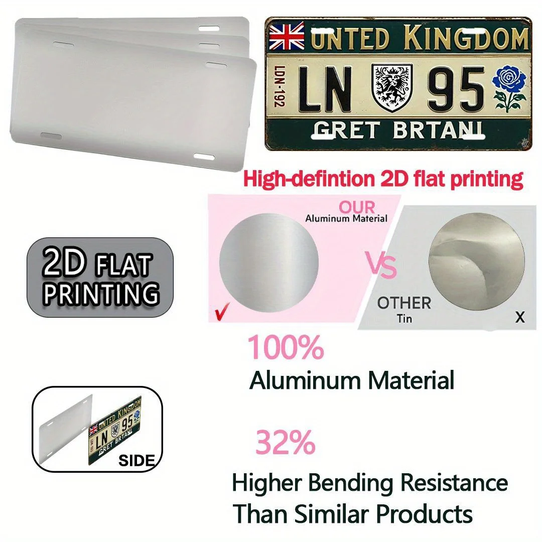 لافتة معدنية للوحة الترخيص البريطانية - ديكور حائط من الألومنيوم مع مقبس الاتحاد وتصميم الأزهار، ديكور ريفي للمنزل والمكتب، Perfec