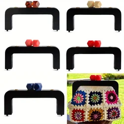 1PC/2PCS 19.8cm*8cm Resin Head Black Wood Bag Handle Candy Color Resin Head Wallet Snap Frame DIY Wallet Making
