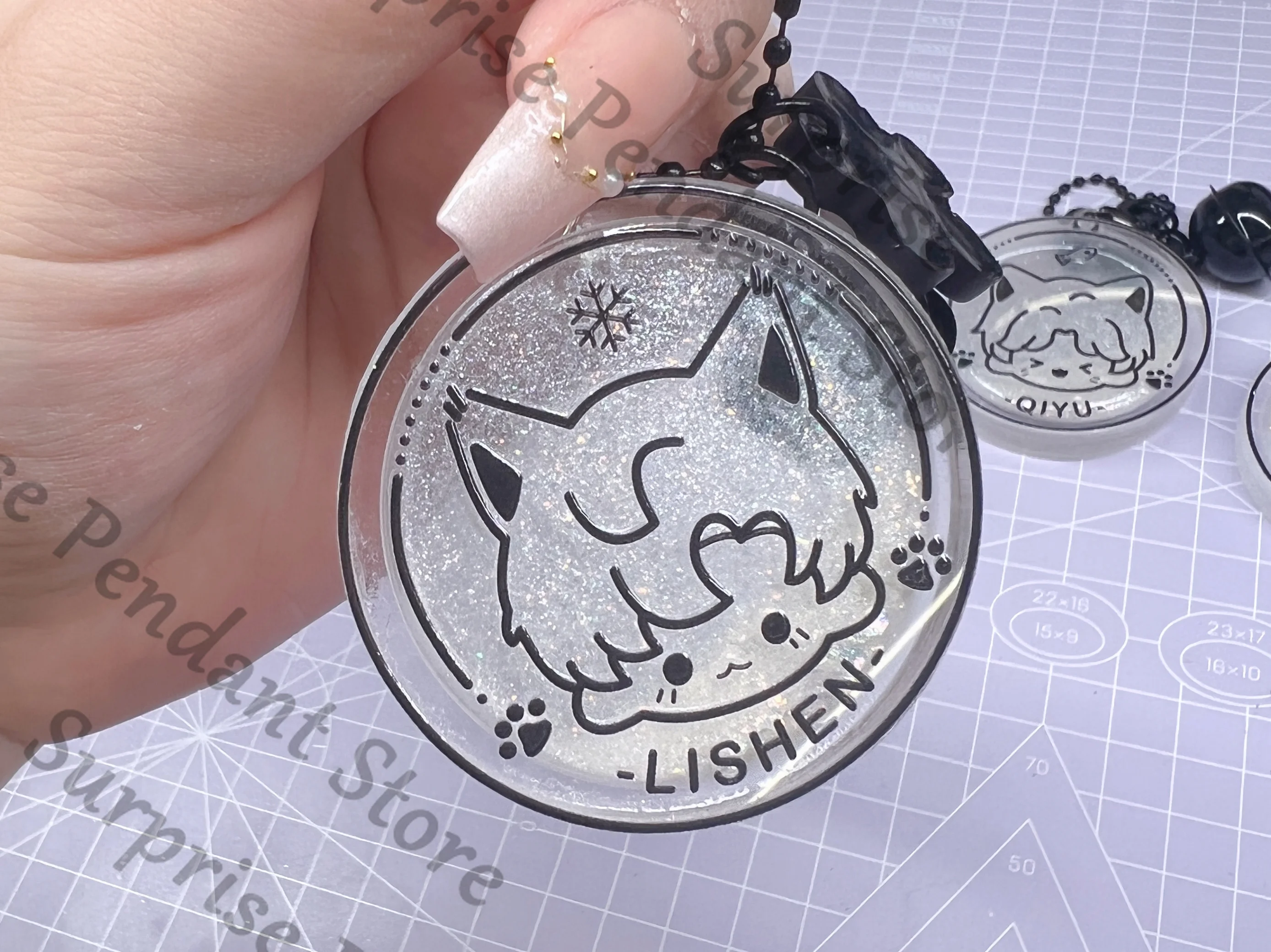 Anime Love and Deepspace Sylus Xavier Zayne Rafayel Cosplay Cartoon Embossment Quicksand Mahjong Pendant Ornament Mascot Gift