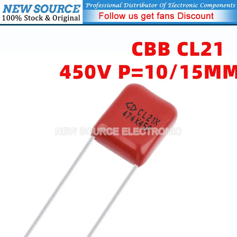 10PCS 450V CL21 Farad CBB Polypropylene Film Capacitor HJC 105K 1UF 105K 474K 105K 333J 684K 155K 475K 0.47UF 1UF 0.68UF 1.5UF