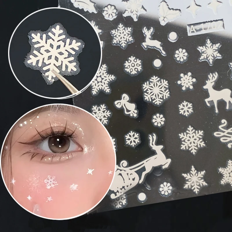 

Christmas Snowflake Face Tattoos Sticker Temporary Body Makeup Nail Bling Decoration Winter Wonderland Festival Party Decoration