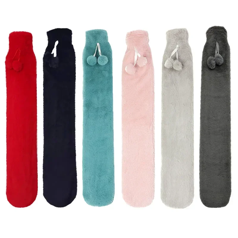 

53x10cm Long Hot Water Bottles Bag Pink Gray Removable Cover Extra Long Rubber Hot Water Bottle Waist Hand Foot Warmer