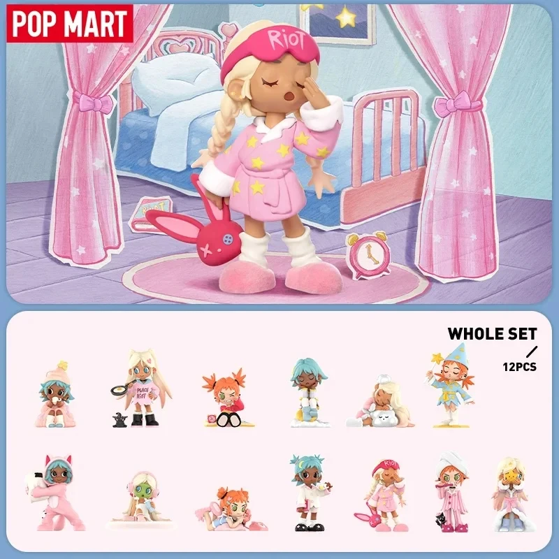 POP MART Lil Peach Riot Sleepover serie caja ciega adornos de escritorio juguetes Kawaii Anime figuras de acción muñecas niñas regalo sorpresa