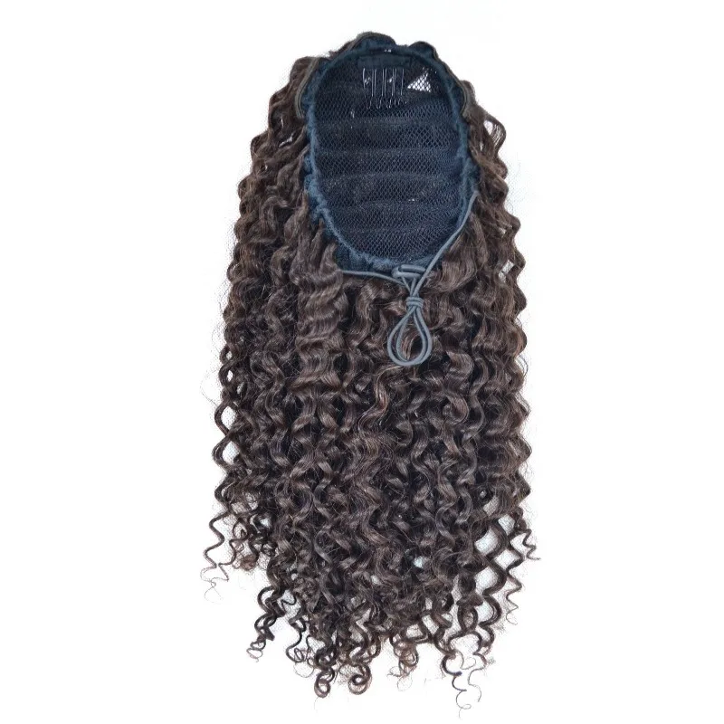 شعر حقيقي غريب موجة سحب حبل شبكة مطاطية شعر حقيقي ذيل حصان 4 #    مظهر طبيعي خفيف الوزن ومتين وسهل الصيانة