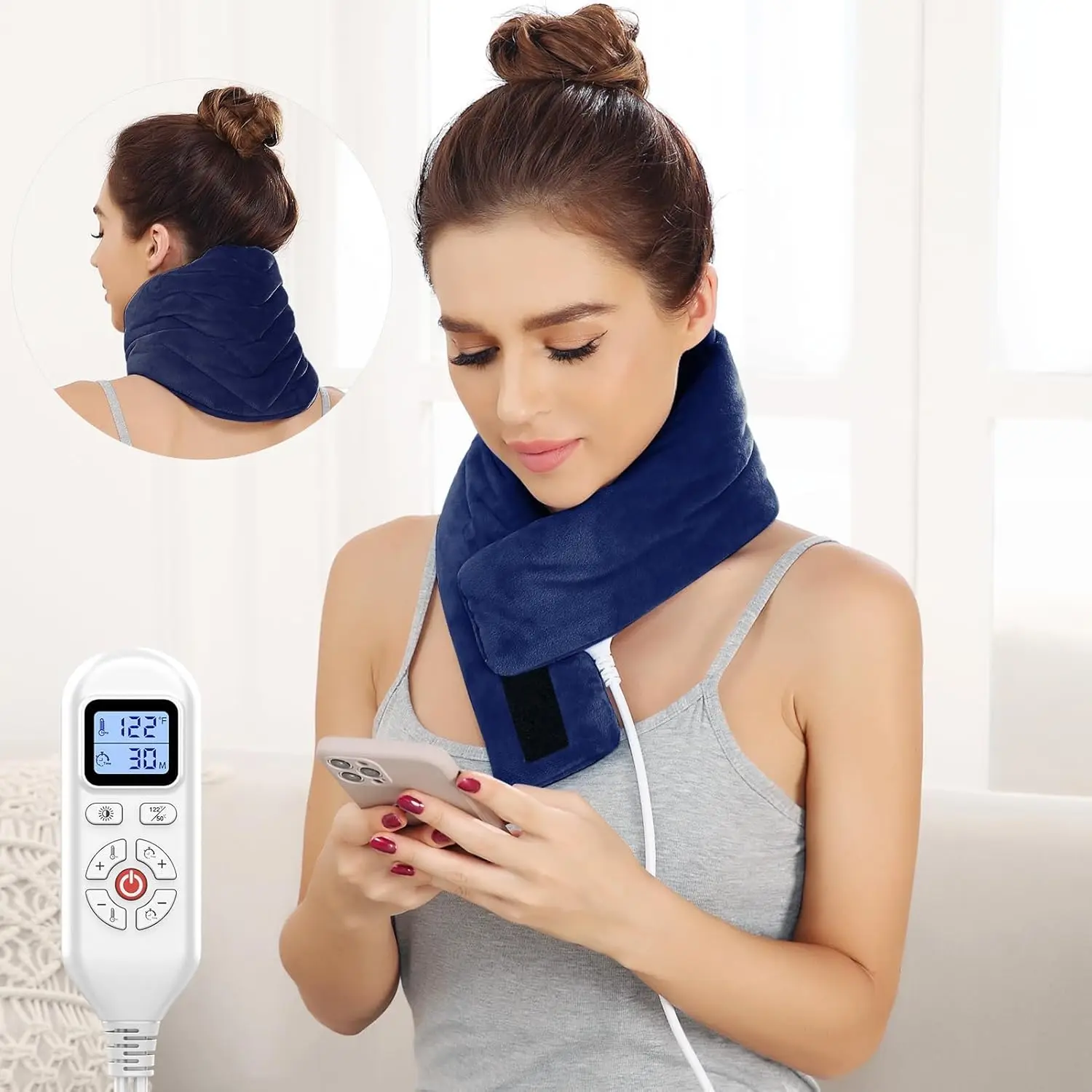 

Electric Heating Pad for Neck Pain Relief, Adjustable Temperature & Auto Shut Off, 29"x8" Size with Long Cord