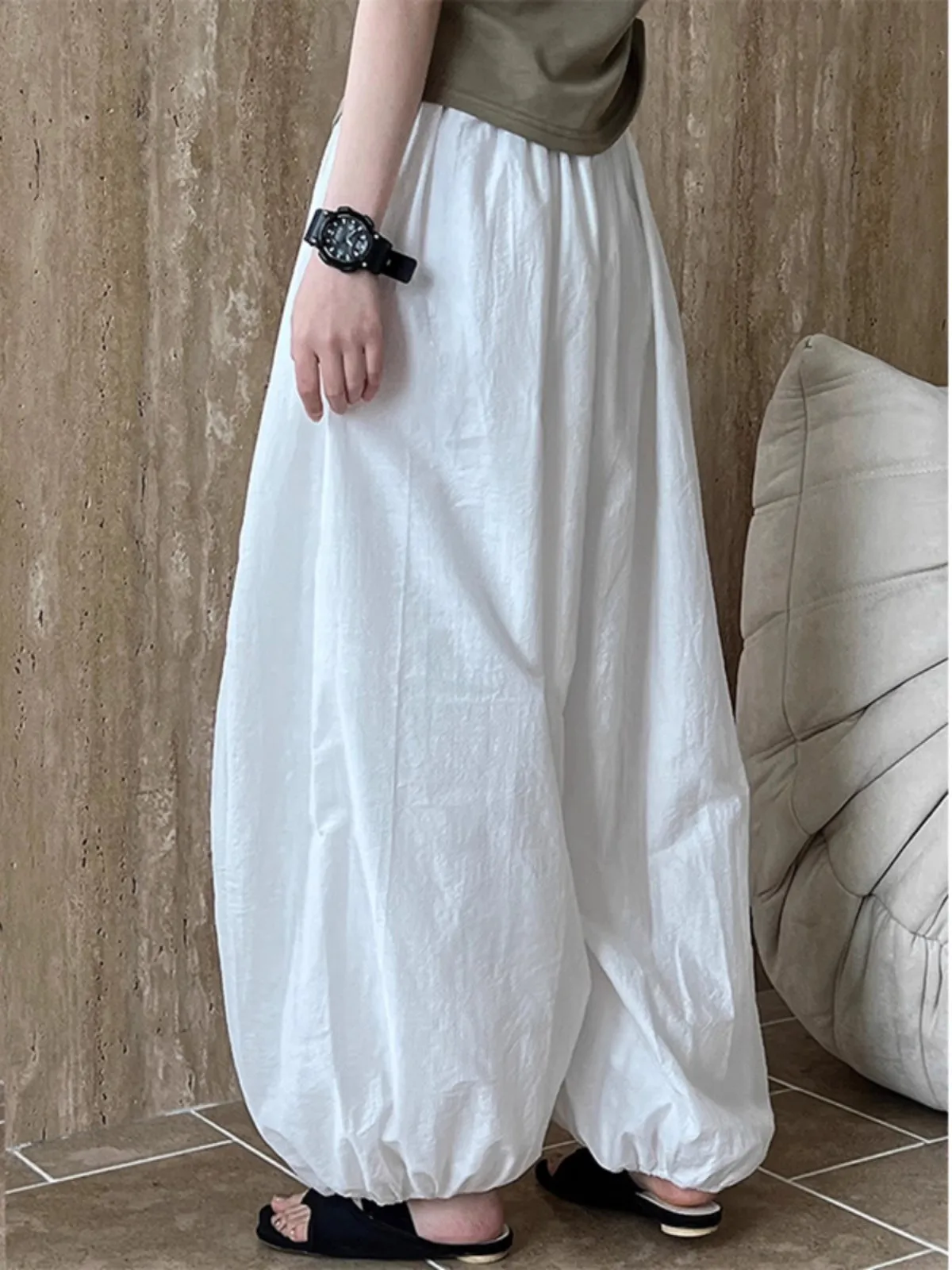 Oversized Bloomers 2025 New Summer Elegant Fashion Women Lantern Pants Casual Loose Breathable Comfort Cotton Wide Leg Pants