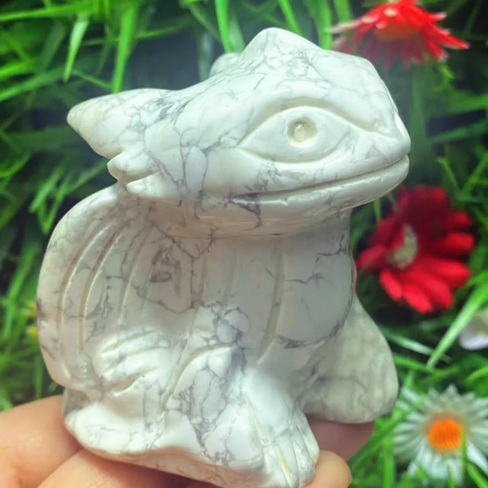 Natural quartz white turquoise crystal carved toothless baby healing home decor ornament