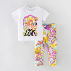 T -Shirt- und Erdbeer -Leggings für 100% Baumwollmädchen, Kinderanzug, Kinderkleidung, Babykleidung, Sommer 2022 8 Hauptverkäufe Malwee Legginghose - №3