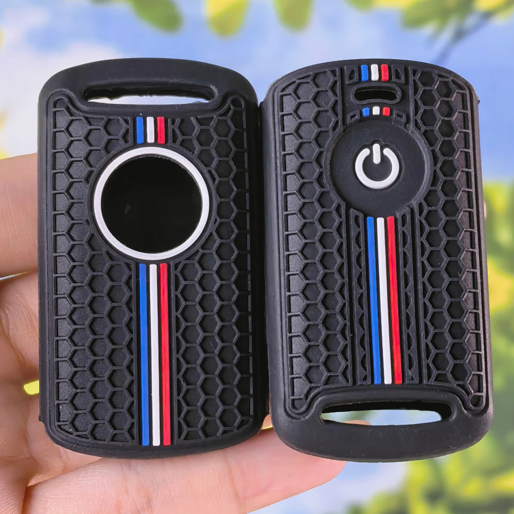 Silicone Honeycomb Racing Stripe Key Fob Shell for Yamaha XMAX 125 250 300 400 NMAX 125 155, long wrist strap included