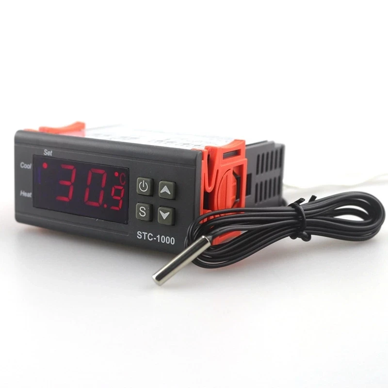 STC-1000 Temperature Controller Refrigeration Digital Thermostat Refrigerator Parts Smart Thermostat 1M Stainless Sensor