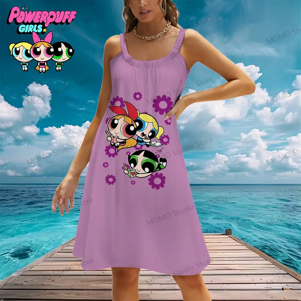 

Women's Beach Dress The Powerpuff Girls Sling Street Wear Elegant Party Dresses 2024 Summer Cheap Clothes Cool S-3XL Lovely Y2k