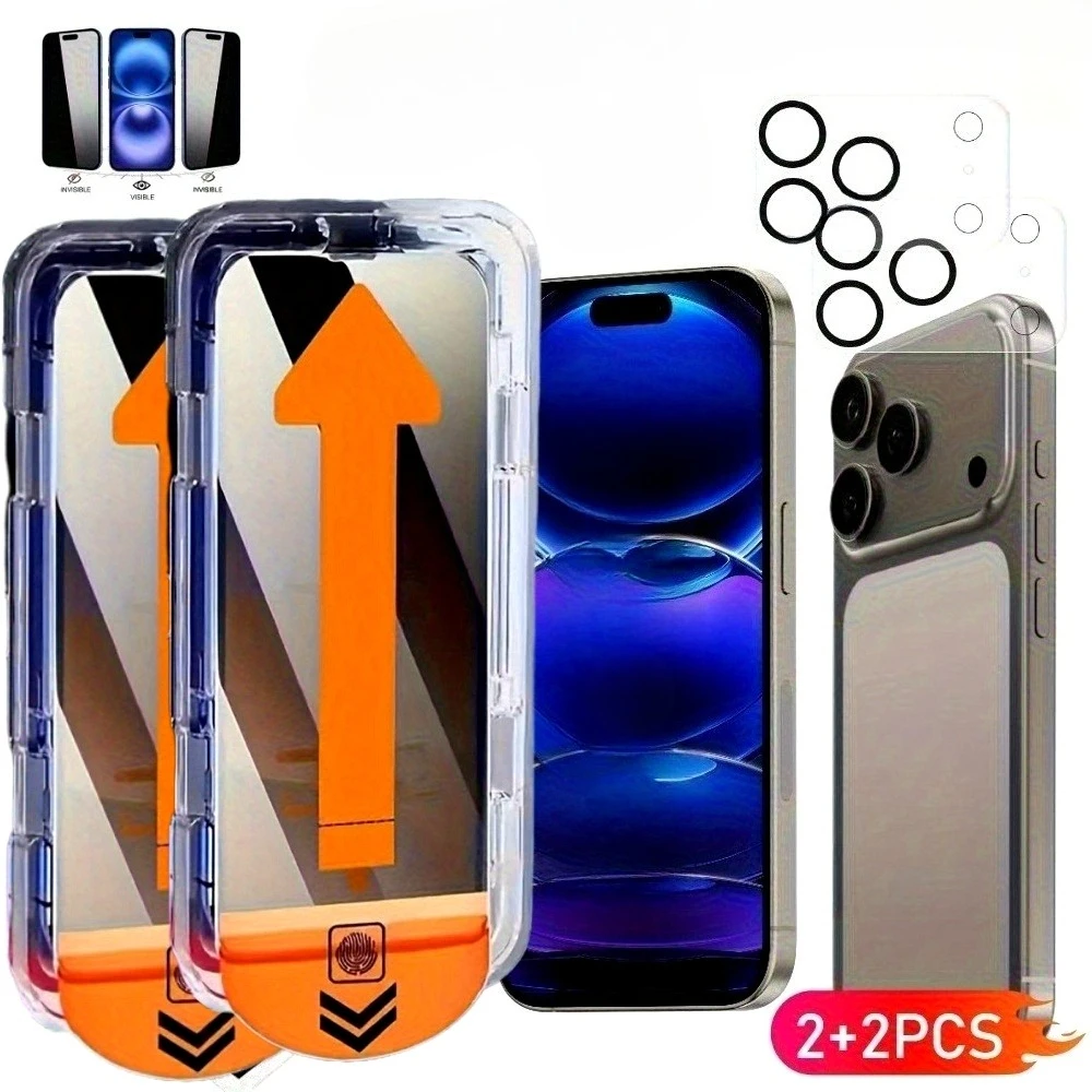 

6-in-1 Anti Spy Screen Protector for iPhone 17 16 15 14 Pro Max 15 14 Plus Camera Lens Glass for iPhone 13 12 11 Pro 17 Air 16e