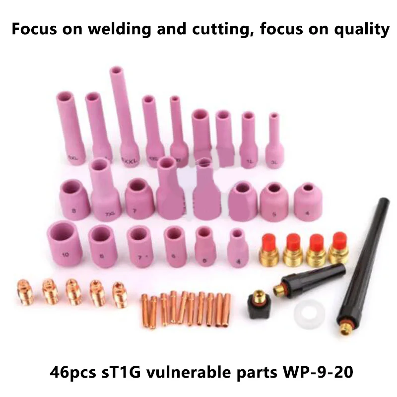 46Pcs TIG Gas Lens Collet Body Assorted Size Kit For TIG Welding Torch SR WP9 20 25 TIG Welding Torches Tools Set