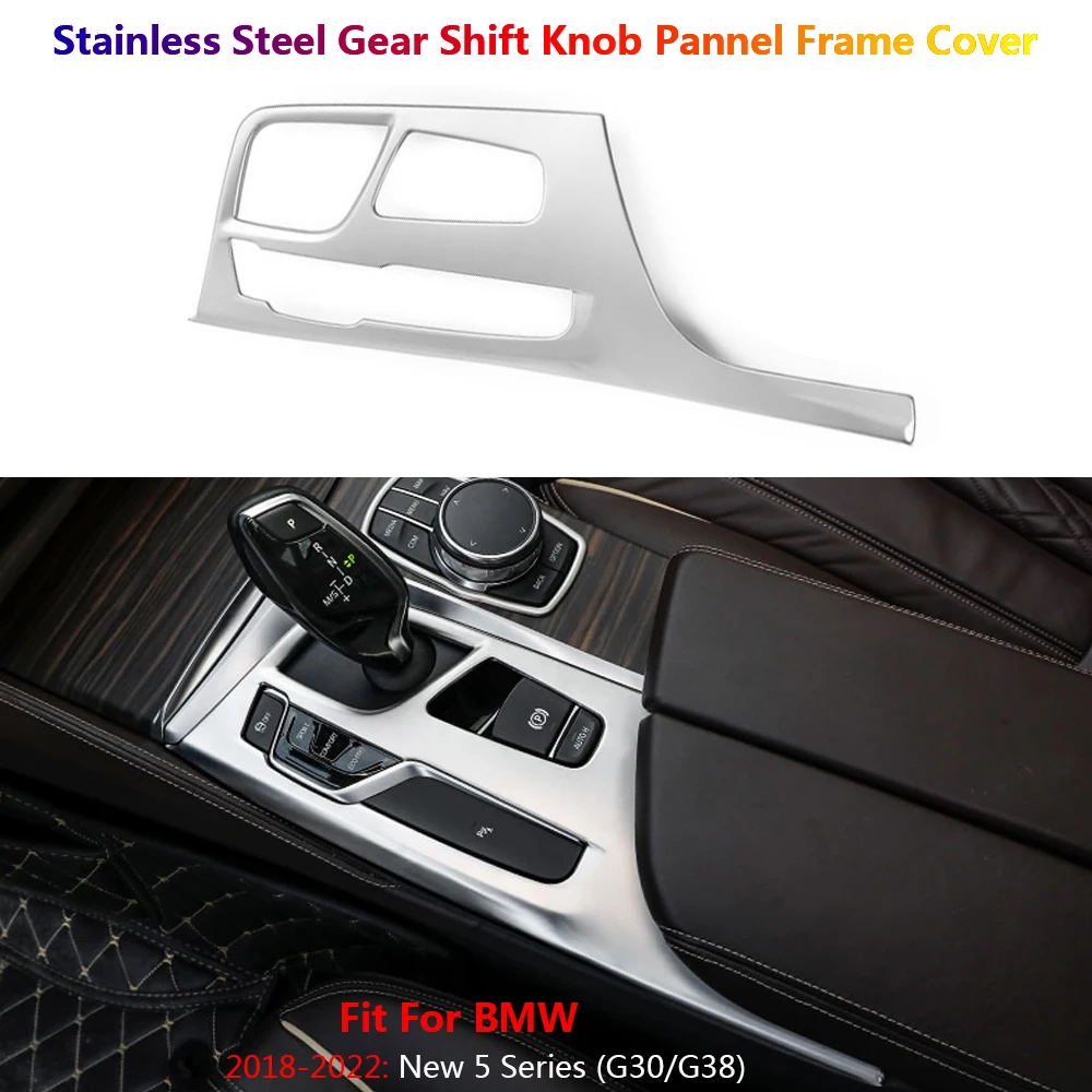 

Stainless Steel Car Gear Shift Knob Panel Frame Cover Trim For BMW New 5 G30 G38 2018-2022 Auto Para Interior Inner Accessories