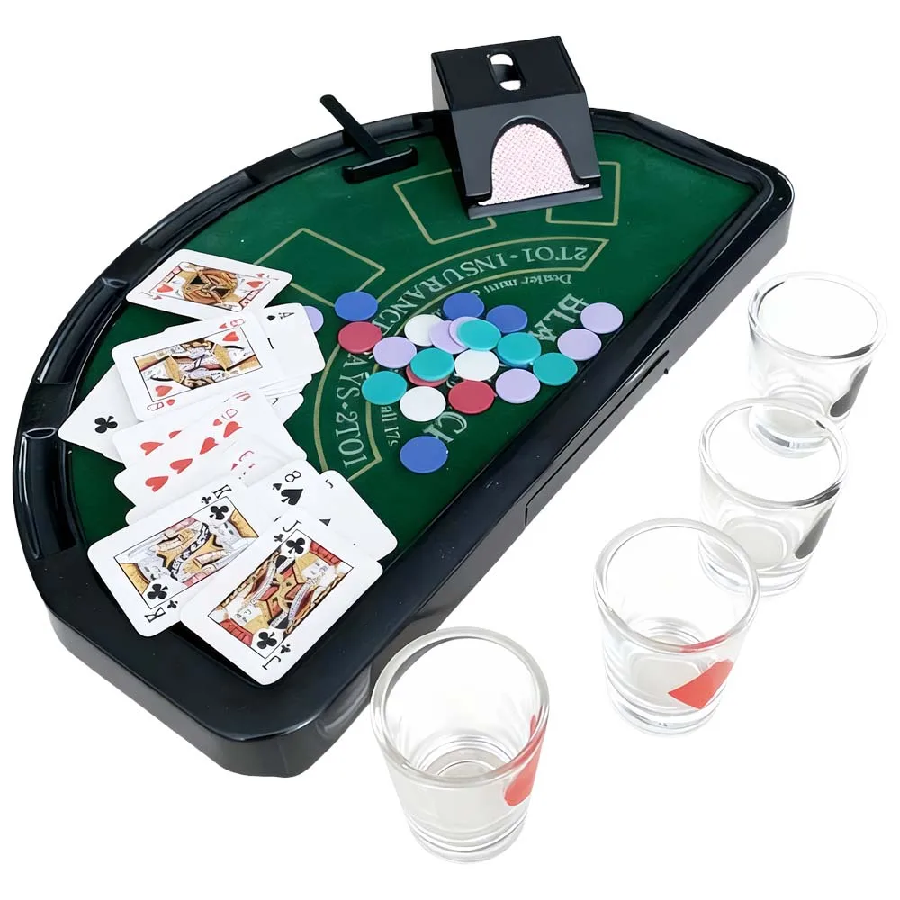 Mini Poker Table Set with Chips & Playing Cards Portable Casino Drinking Game for Bar Party Entertainment Social Gathering Props