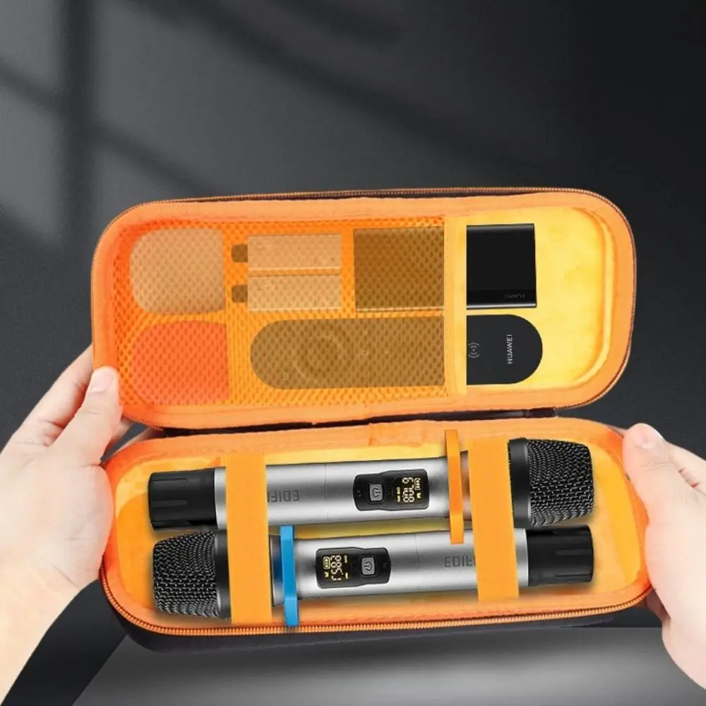 耐衝撃ワイヤレスマイク収納袋ユニバーサルハードカバースピーカーマイクボックスジッパー保護マイクケースステレオ