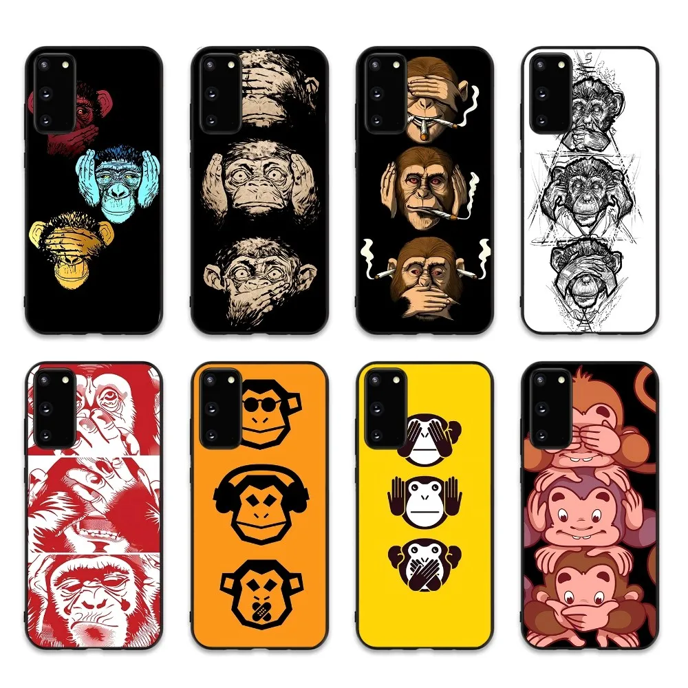 Three Monkeys Phone Case For Samsung S 9 10 20 21 22 23 30 23 24 plus lite Ultra FE S10lite Fundas