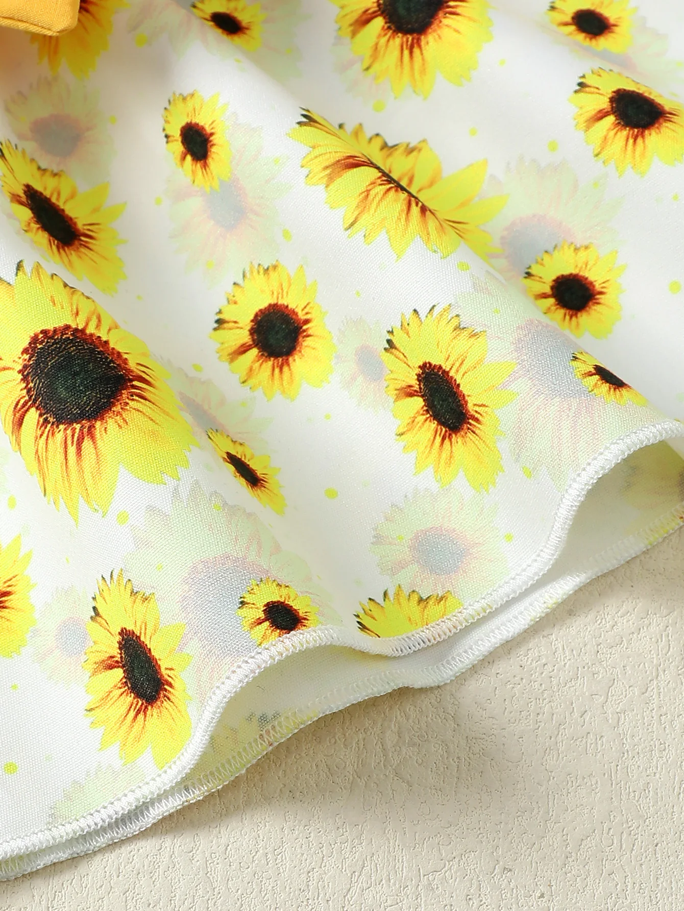 Summer Dress for Kids 0-24 Months Style Fashion Belt Sunflower Print Dress Princess Formal Splicing of Straps  Dresses