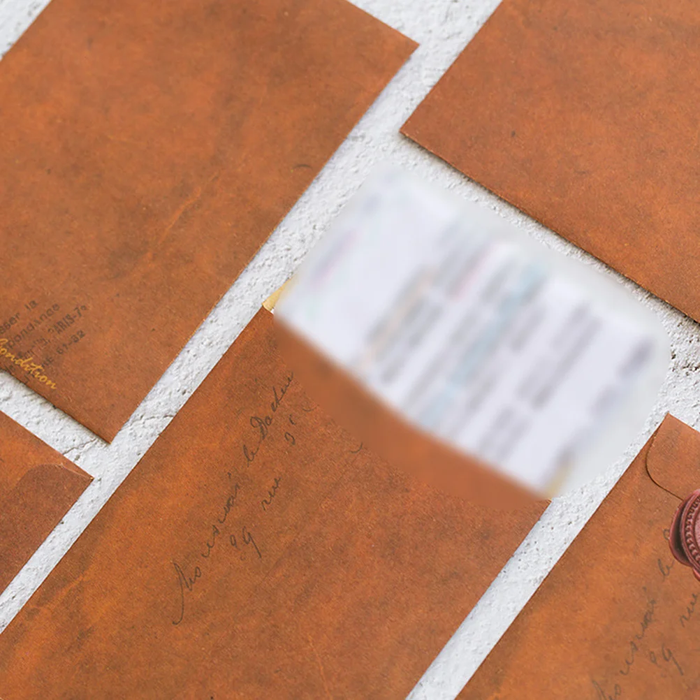 100 Stuks Zegellak Kraftpapier Enveloppen 15.5x10.8cm Bruin Retro Stijl Klassieke Brief Patroon Postkaart Foto opslag Enveloppen