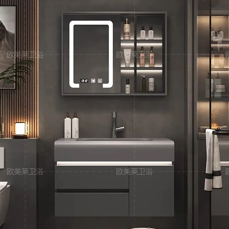 

Mirrors Multifunction Home Furniture Bathroom Cabinet Washbasin Wooden Cabinets Salon Station Luxury Closed Kast Storage Toilet