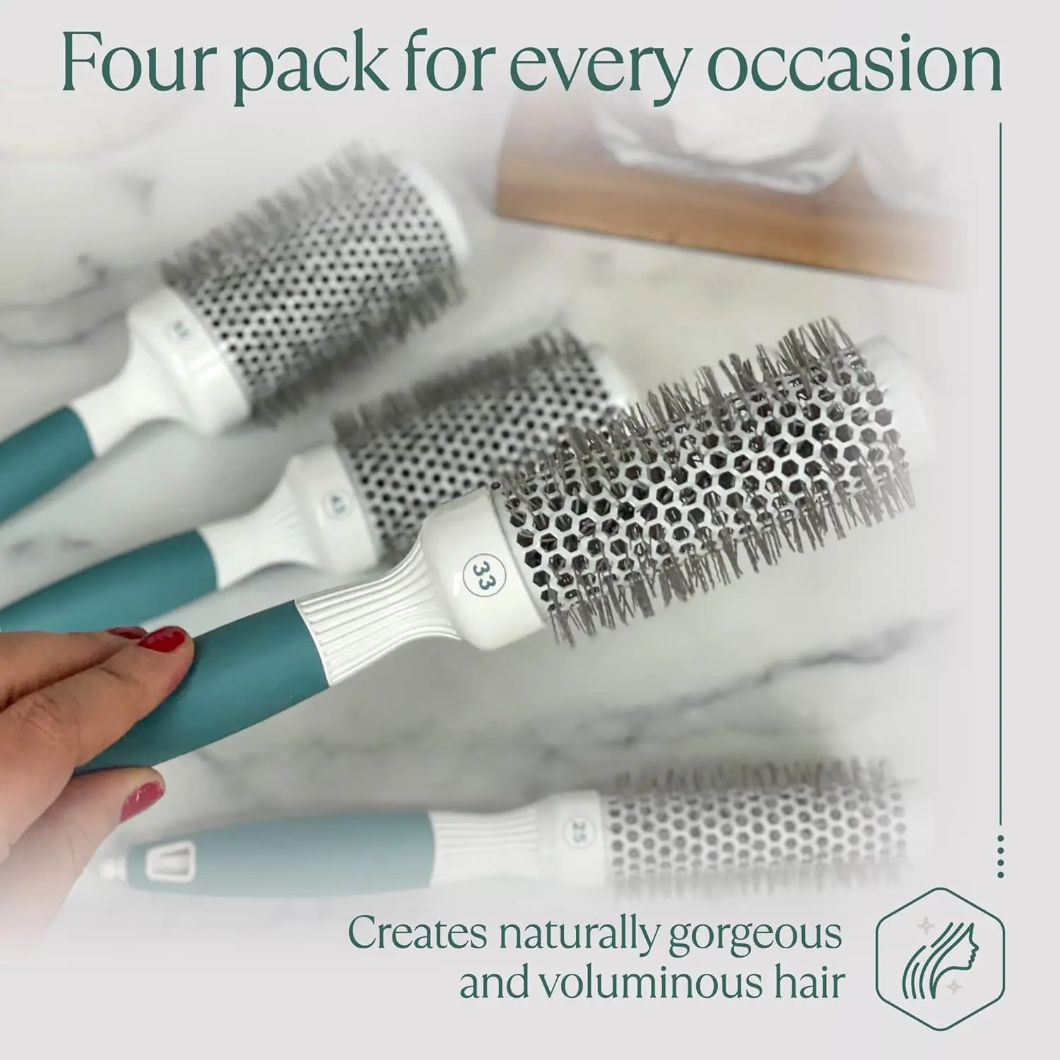 Round Brush Set for Blow Drying and Styling - Ceramic Ionic Thermal Brushes, Wet Hair Brush Bundle with Travel Bag for Women