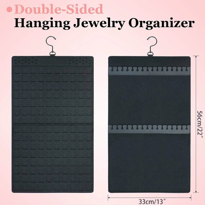 Hanging Jewelry Storage Box Double-sided Earrings Necklace Storage Box Can Hold Up to 300 Pairs Earrings 30Pcs Necklaces