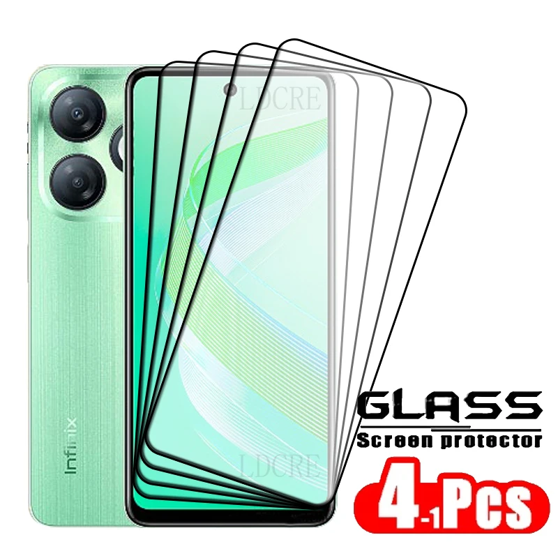 4Pcs For Infinix Smart 8 Glass Infinix Smart 8 Tempered Glass Protective Full Cover Glue HD 9H Screen Protector Infinix Smart 8