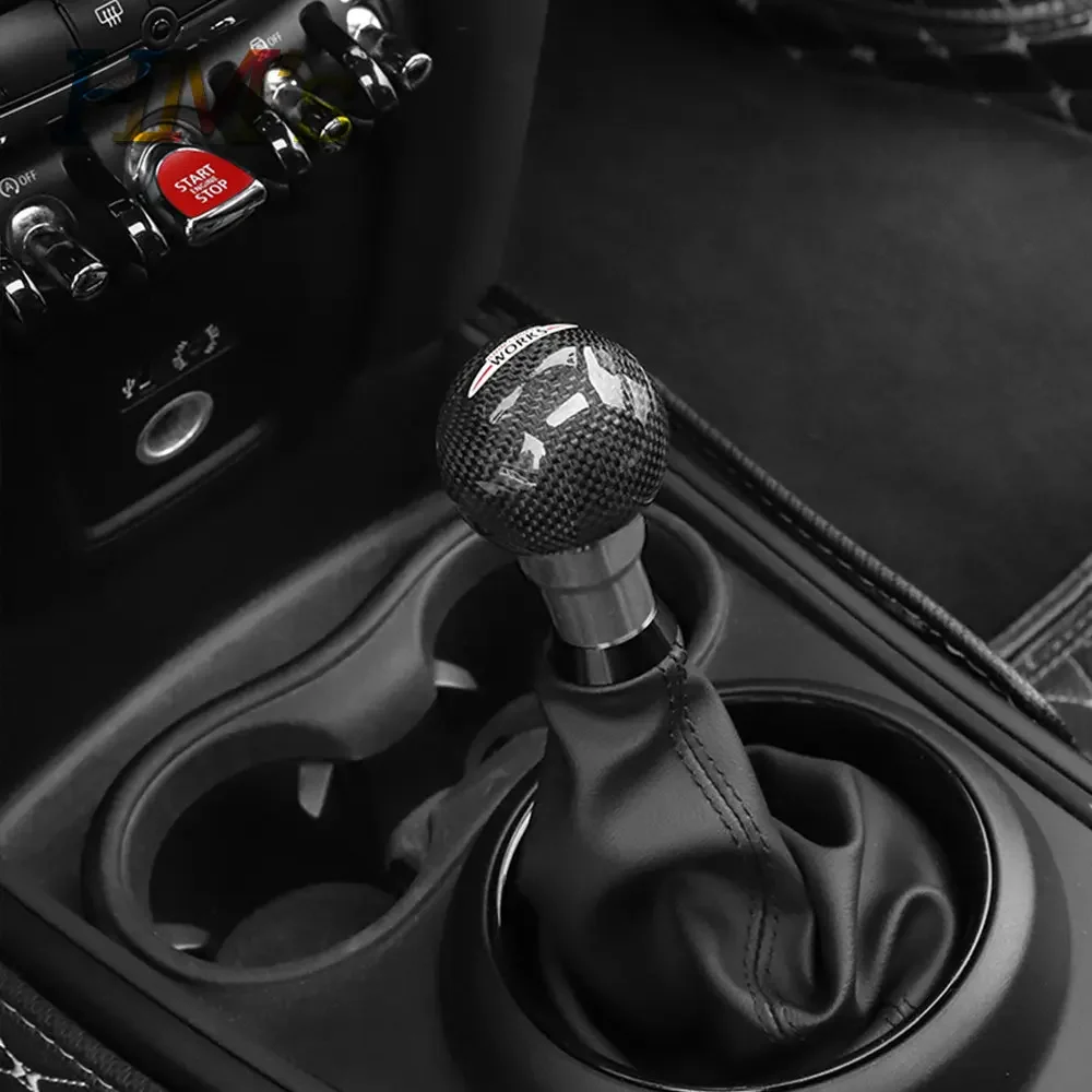 For Mini Cooper F54 F55 F56 F57 F60 R55 R56 R60 R61 Auto Carbon Fiber Gear Shift Lever Handle Knob Shifter Cover Car Accessories