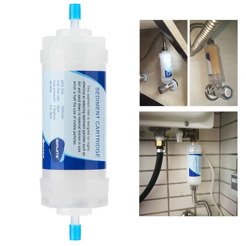 10 Micron Inline PP Sediment Water Filter Cartridge with 1/2 Inch Thread or 1/4 Inch Quick Connect for RO System
