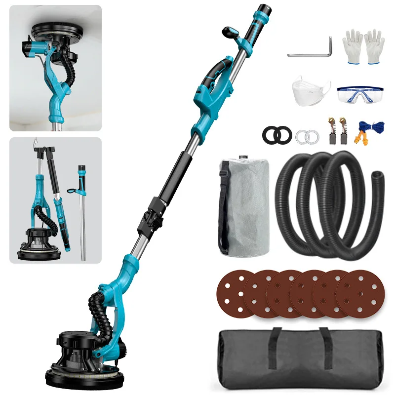9 inch 225 wall grinder wall putty grinder sandpaper machine self-vacuuming double lamp long pole wall grinder