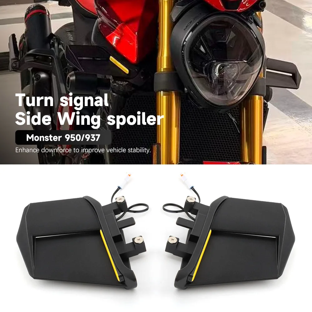 

For Ducati Monster 950 MONSTER 937 2021-2025 Motorcycles Side Winglet Signal light Front Spoiler Wing Fairing Fixed Side Wing