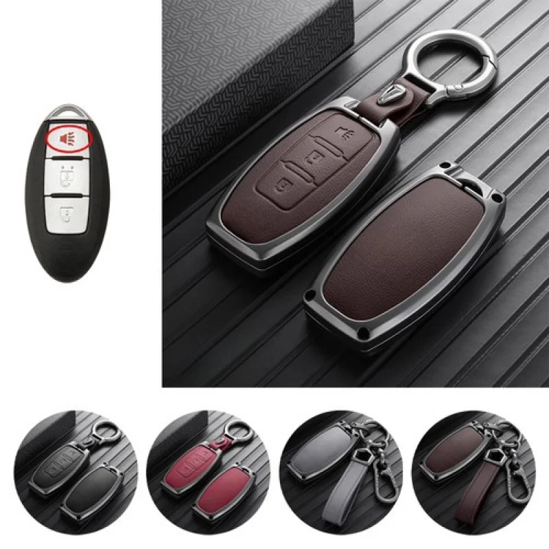 日産-エクストレイル-ティーダ-タイタン-アルマダ用-a-亜鉛合金-レザー製-スマートキーケースカバー