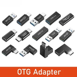 Universal OTG Type C Adapter USB C Male to USB-A Male to Female Elbow Adapter for Macbook Huawei Samsung Note Ipad Connector