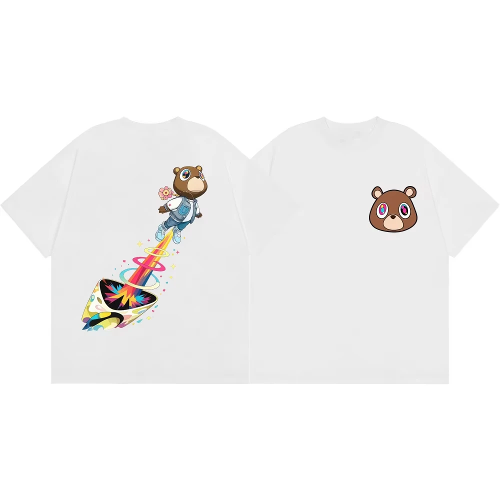 Rapper Kanye West Dropout Bear Classic Poster Print T-shirt Men Women Streetwear Hip Hop Loose Casual Oversized Summer New Tee